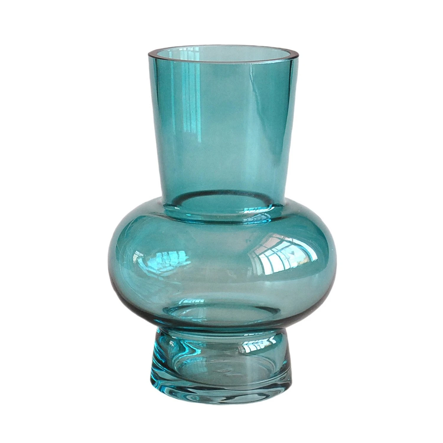 Bloemenvaas Petrol Handgeblazen - H 21 X D 13,5 Cm