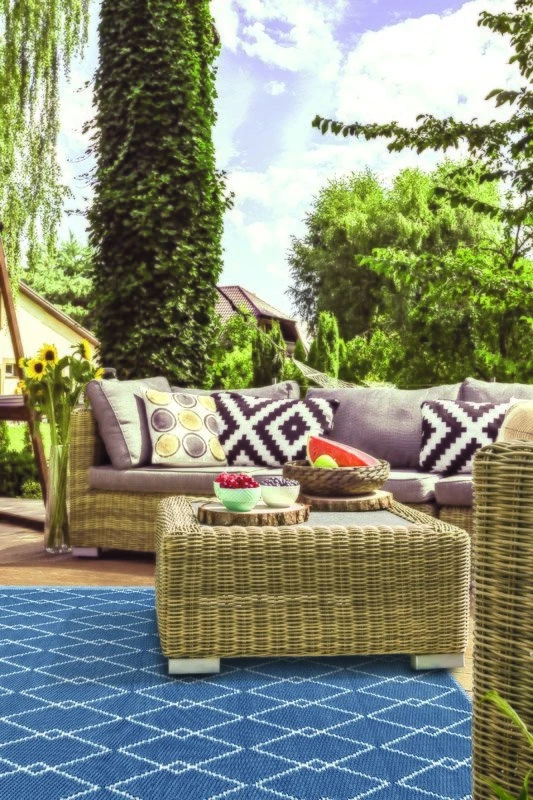 Buitenkleed MESH Royal Blue / White - 180 X 120 Cm - Afbeelding 3