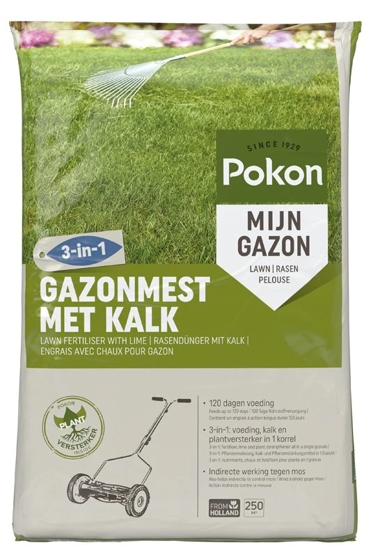 Pokon Gazonmest Met Kalk 3-in-1 250m2