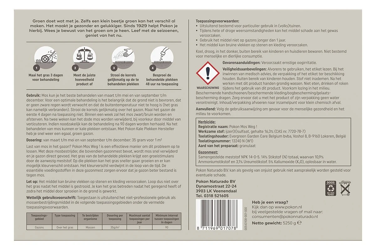 Pokon Mos Weg! 5,25kg Voor 150m² - Afbeelding 2